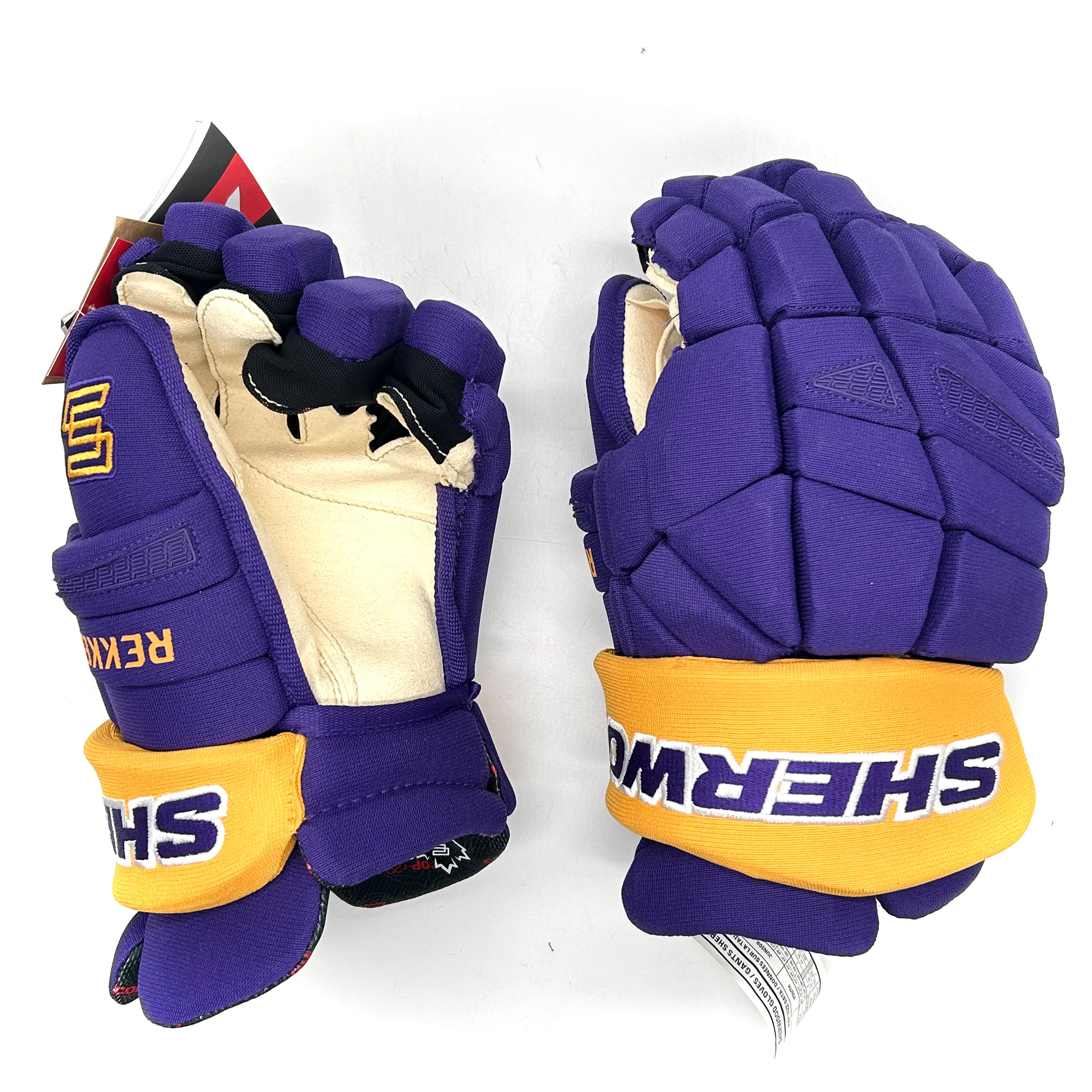 Gant Sherwood Rekker Legend Pro – NHL Pro Stock – Paume Pro – Kings de Los Angeles (Violet/Jaune)